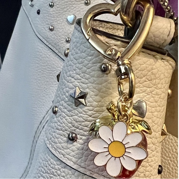 Gold and Red Strawberry Key Holder Bag Charm - Picture 2 of 2